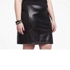NEW MXM Faux Leather Knee Length Black Skirt Size 18